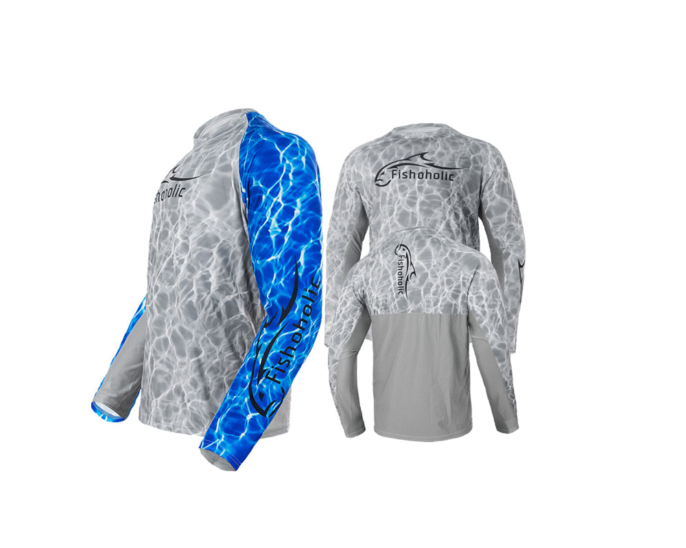 NIPITOCHE Long Sleeve Performance Fishing Shirt - UPF 50+ Sun Protection -  Sailfish Rough Water Full Print Shirt - Stay-Dri Technology - Spandex  Polyester Blend and Ultra Lightweight, Large Blue at  Men's Clothing  store
