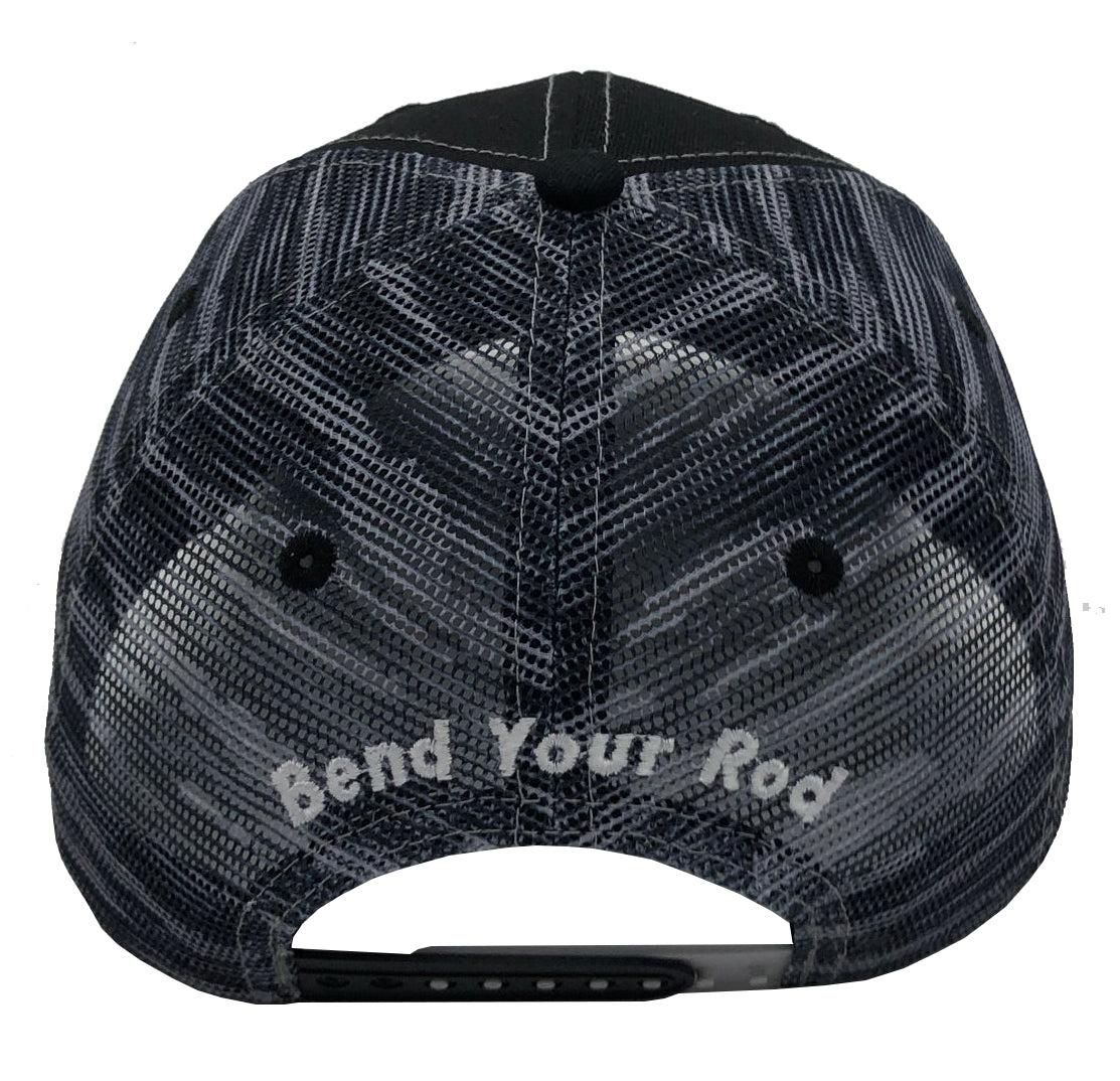 Fishoholic Snap-BLK-Streak Snapback Fishing Hat – Trucker Hat w’ Mesh Back & Snap Closure (1 size fits most)