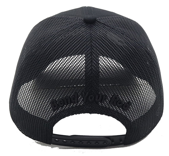 Fishoholic Snap-BLKonBLK Snapback Fishing Hat – Trucker Hat w’ Mesh Back & Snap Closure (1 size fits most)