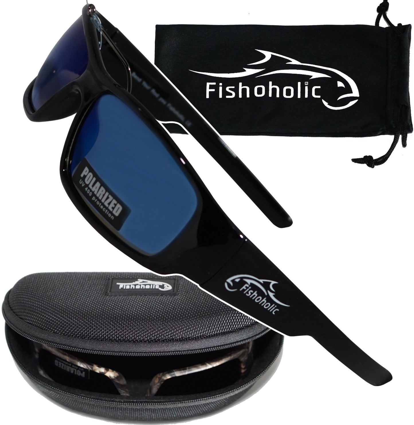 Fishoholic GB-BLU Sunglasses - UV400 Polarized Sunglasses w' Case & Pouch