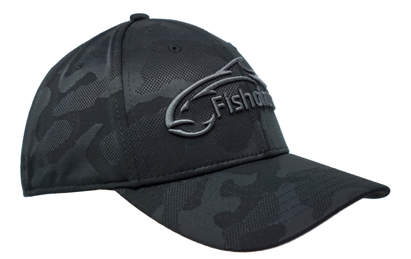 Fishoholic FlexFit Style BlackCAMO-DkGry-L/XL Fishing Hat – Semi-Fitted Fishing Hat (FF-BlkCamo-LXL)