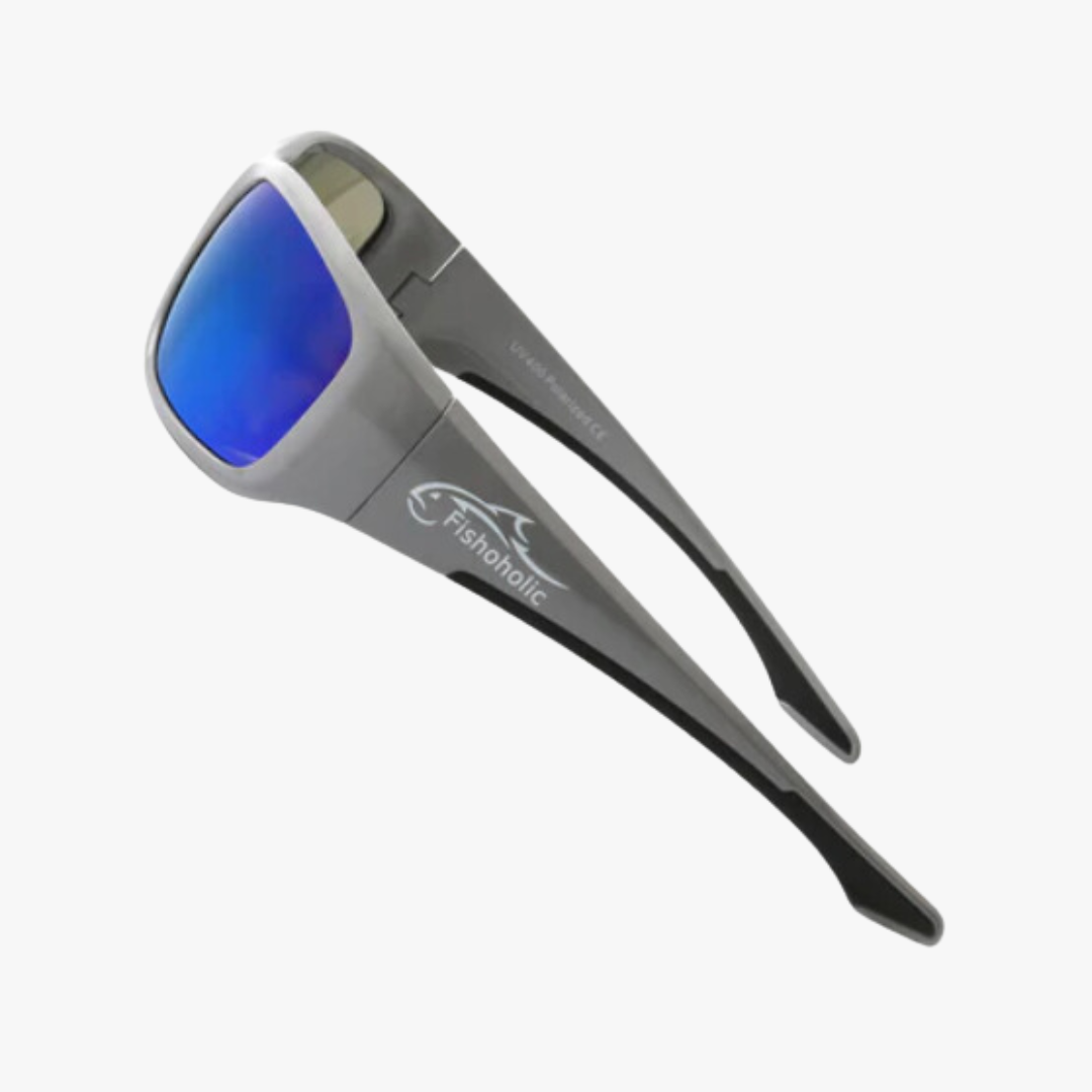 Fishoholic gGRY-BLU-blk UV400 Pro Series Polarized Fishing Sunglasses