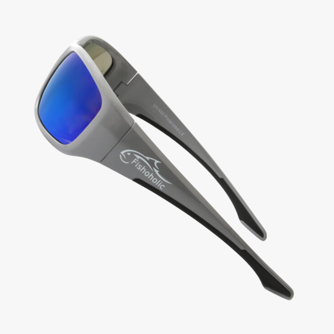 Fishoholic gGRY-BLU-blk UV400 Pro Series Polarized Fishing Sunglasses