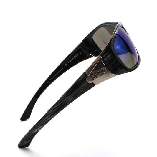 Fishoholic MTL-BlkStk-BLU Sunglasses - UV400 Polarized Sunglasses w' Case & Pouch