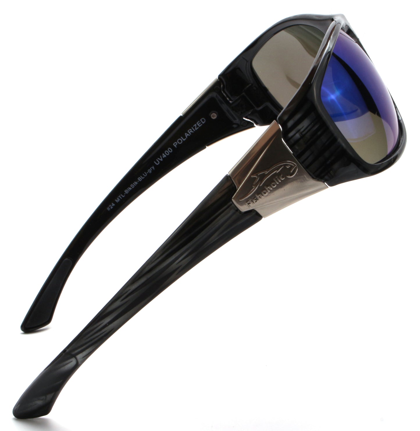 Fishoholic MTL-BlkStk-BLU Sunglasses - UV400 Polarized Sunglasses w' Case & Pouch