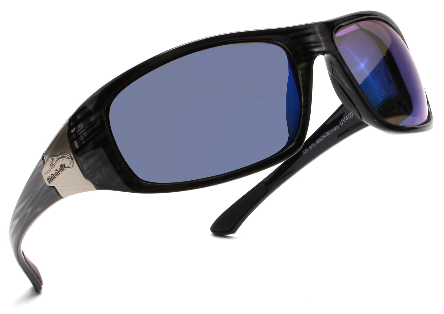 Fishoholic MTL-BlkStk-BLU Sunglasses - UV400 Polarized Sunglasses w' Case & Pouch