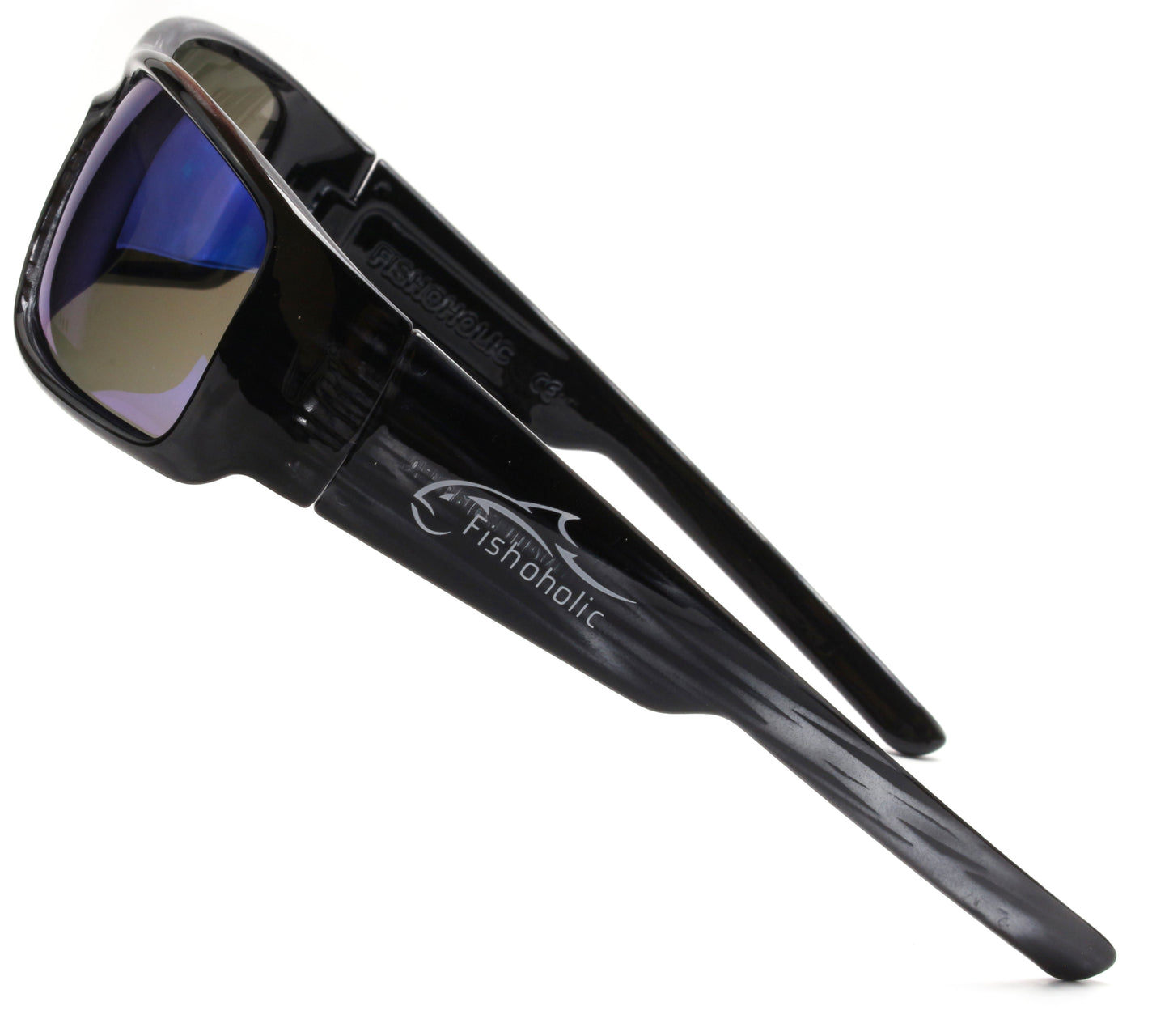 Fishoholic BlkStk-BLU Sunglasses - UV400 Polarized Sunglasses w' Case & Pouch