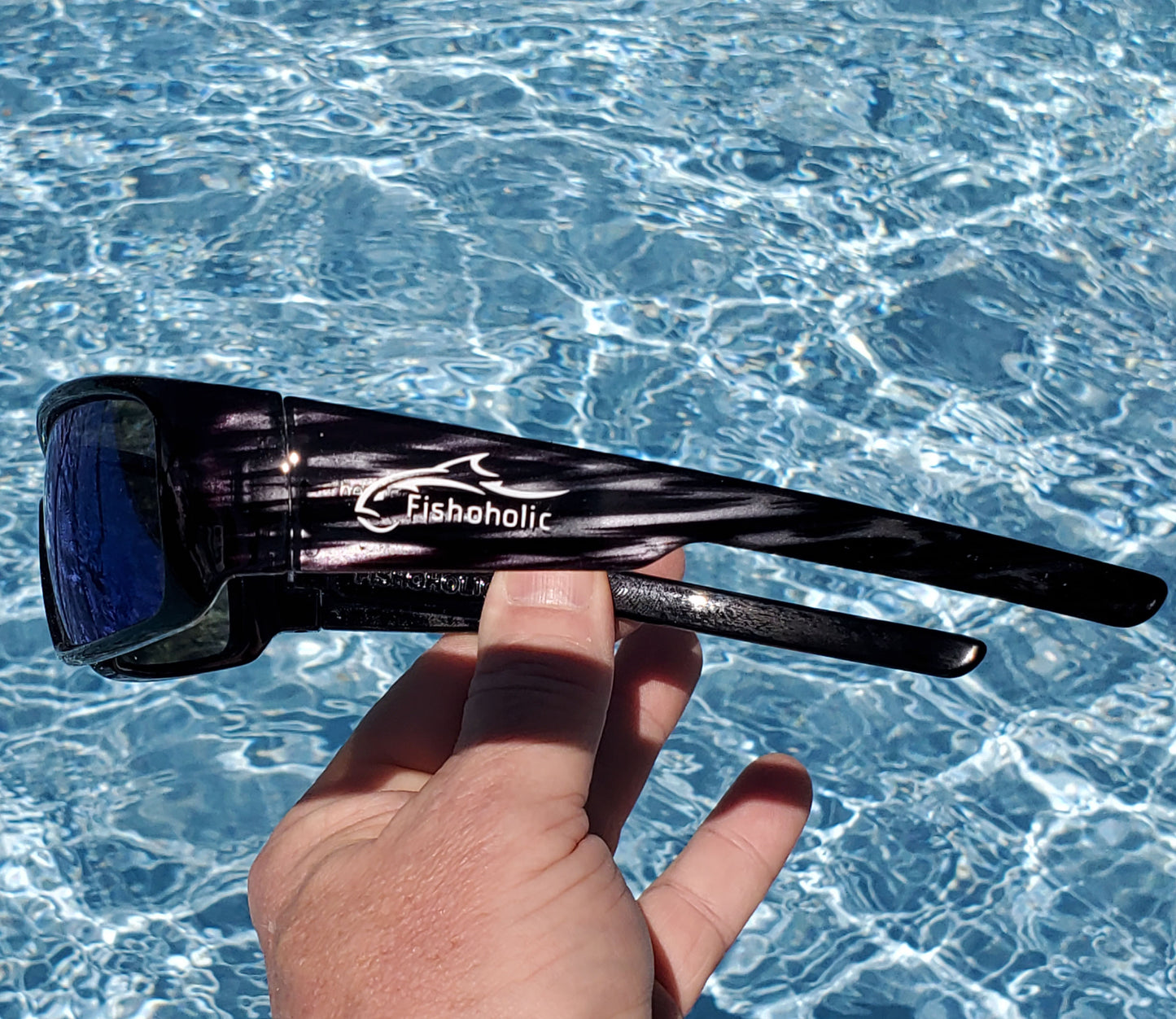 Fishoholic BlkStk-BLU Sunglasses - UV400 Polarized Sunglasses w' Case & Pouch