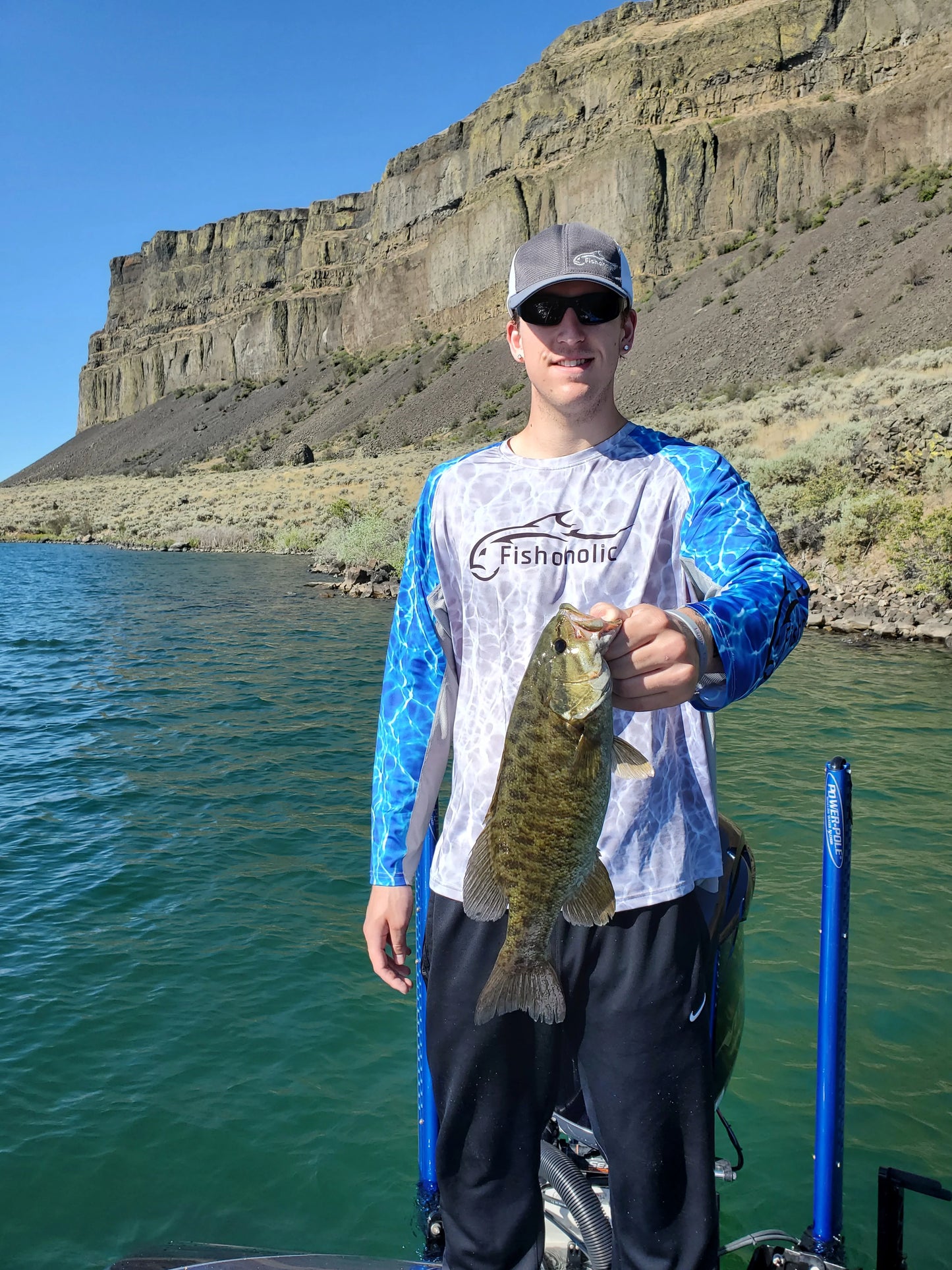 2pk Bundle: UPF50 Shirt & UV400 Sunglasses - pro-GB-BLU-gry Polarized Sunglasses & UPF50 Performance Fishing Shirt - Long Sleeve - Loose Fit - Breathable - Quick Drying Sun Protection