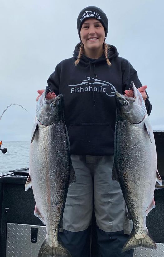 Fishoholic Fishing Beanie - Watch Cap - Stocking Hat - Blk/Gry w' Leather Patch w' Fishoholic Logo