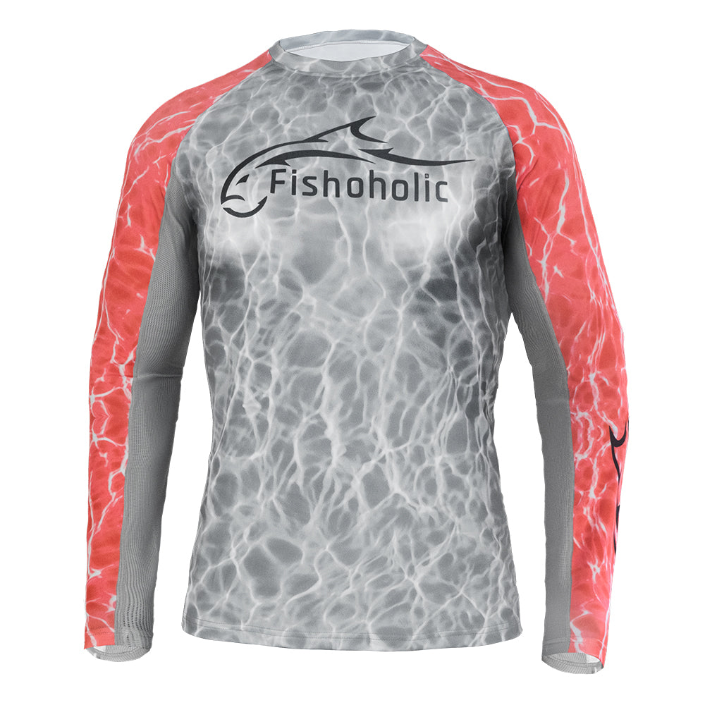 Fishoholic wmLS_Coral Women's UPF50 Performance Fishing Shirt - Long Sleeve - Women's Cut - Breathable Quick Drying