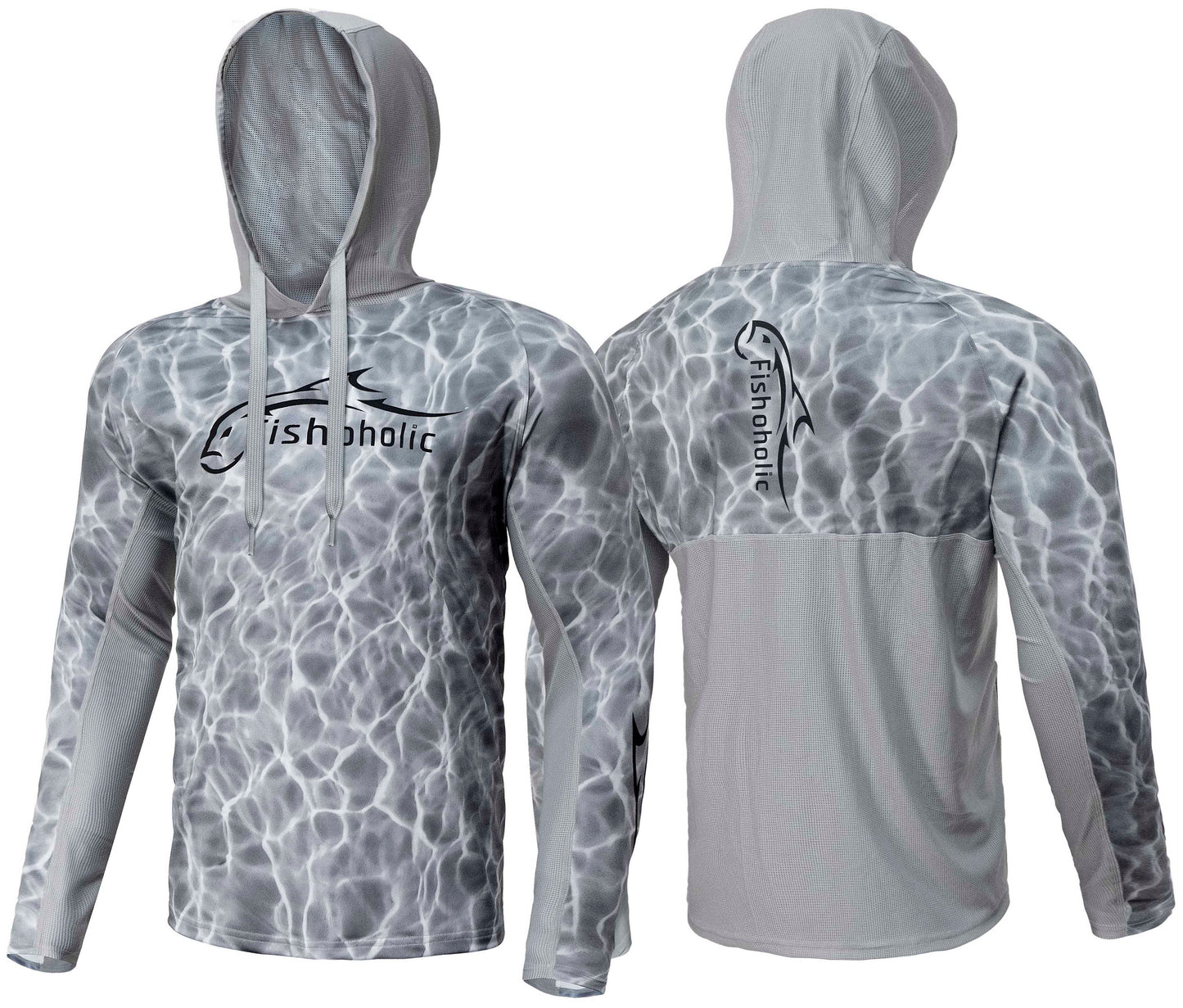 2 Colors - MESH HOODIE - UPF50+ Performance Fishing Shirt - "Keg Fit" Loose Style - Breathable - Quick Drying Sun Protection - water reflection print