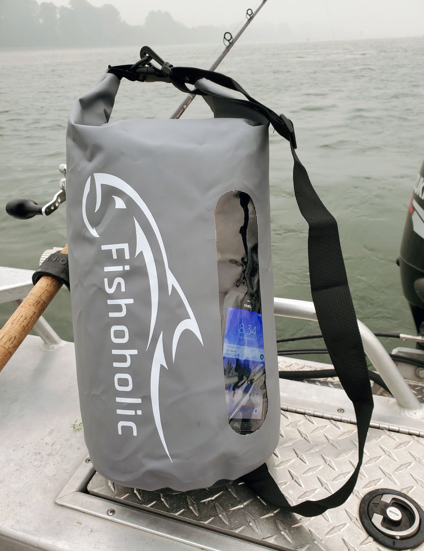 Fishoholic 15L Dry Bag - Clear Window Waterproof Gear Bags - Fail-Safe Snap - Tough & Durable
