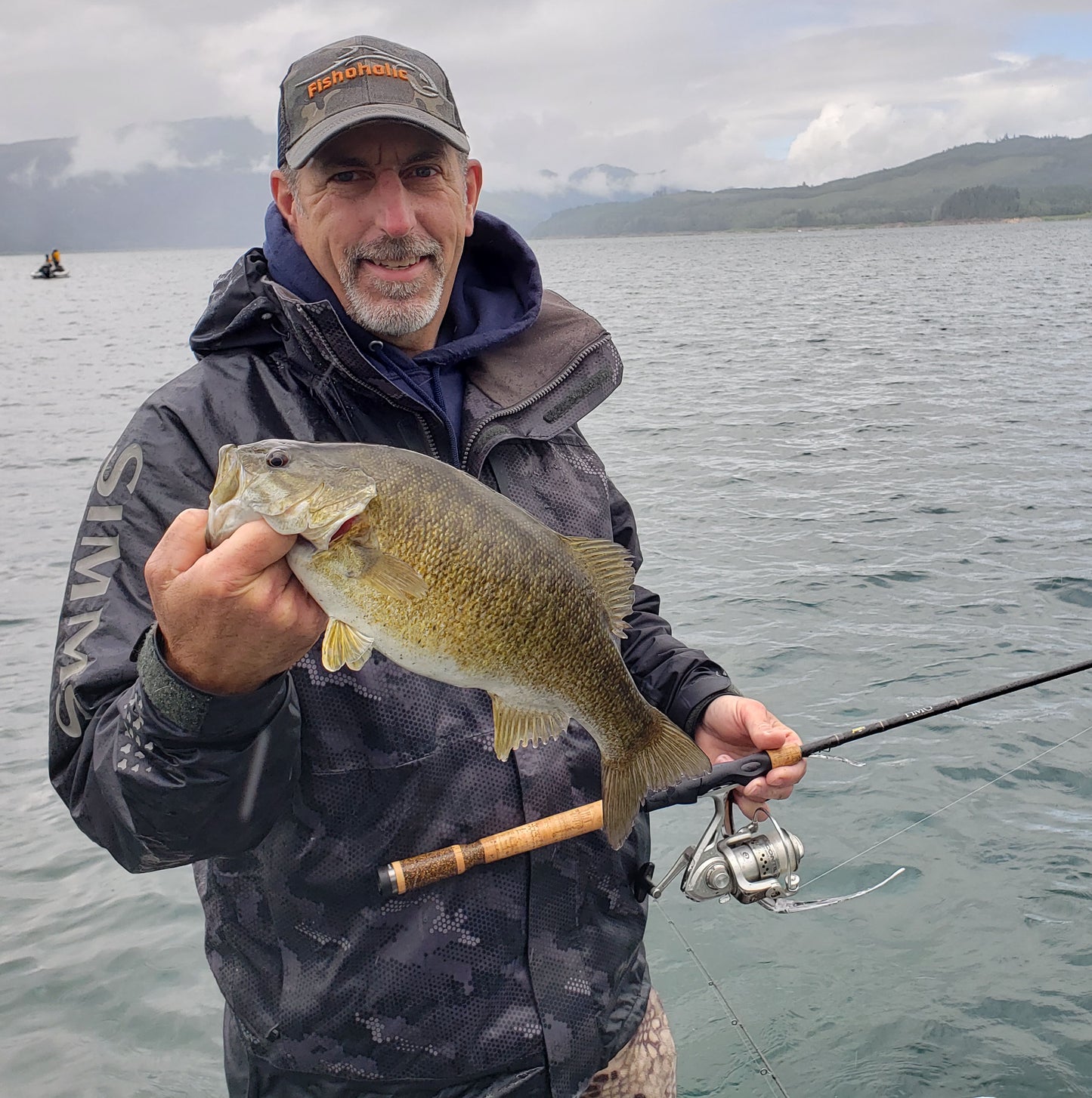 Fishoholic Snap-Camo-Blk Snapback Fishing Hat – Trucker Hat w’ Mesh Back & Snap Closure (1 size fits most)