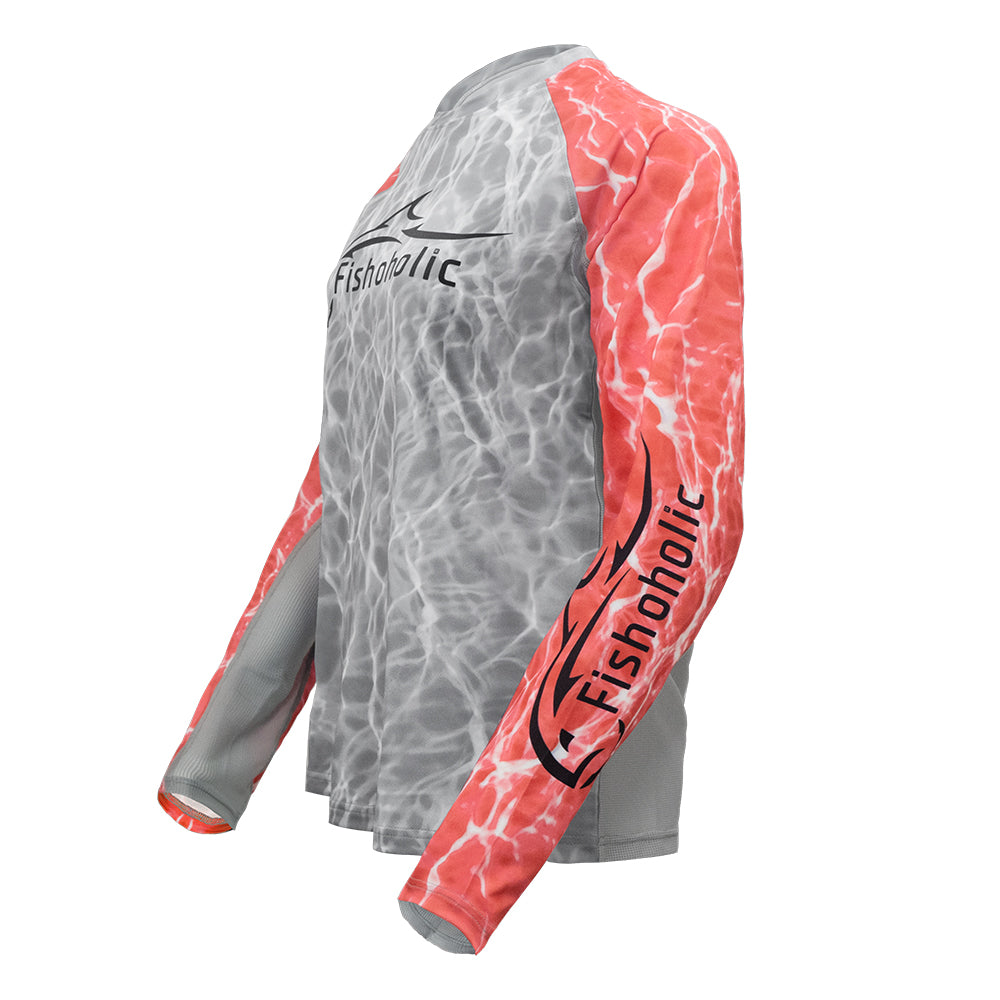 Fishoholic wmLS_Coral Women's UPF50 Performance Fishing Shirt - Long Sleeve - Women's Cut - Breathable Quick Drying