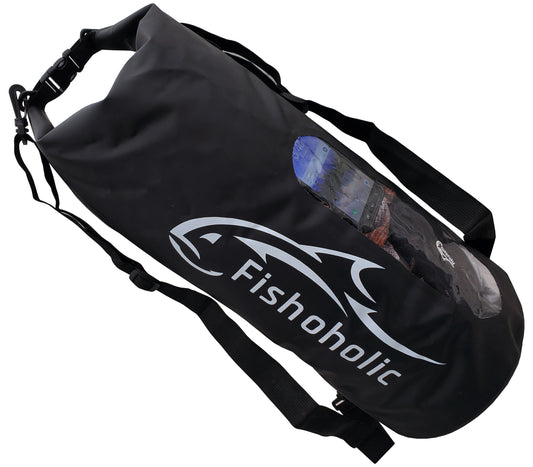 Fishoholic 30L Dry Bag - Clear Window Waterproof Gear Bags - Fail-Safe Snap - Tough & Durable