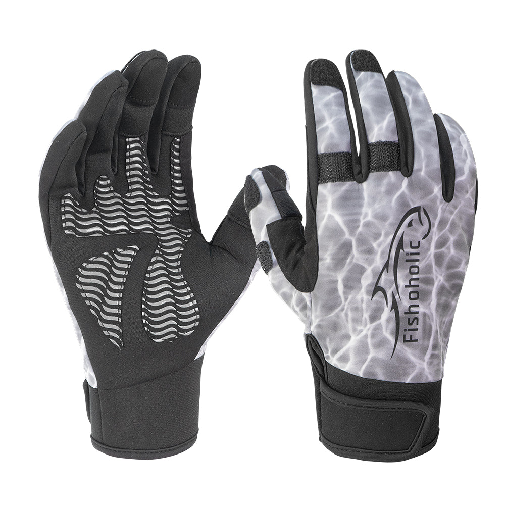 Fishoholic cwGLV-XL Cold-Weather Super-Sticky Fishing Gloves - 3 pull-back tips - tie lures & use phone