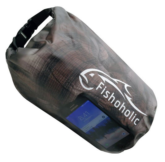 Fishoholic 5L Dry Bag - Semi-Clear Waterproof Gear Bags - Fail-Safe Snap - Tough & Durable