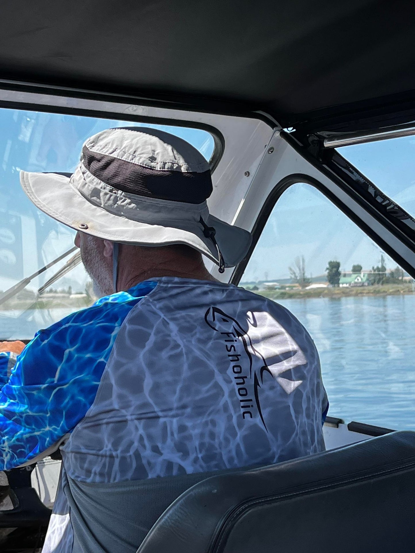 Fishoholic GRY-m/l Boonie Hat - Bucket Hat - UPF50+ Sun Protection Wide Brim Fishing Hat - 2 Adj Straps