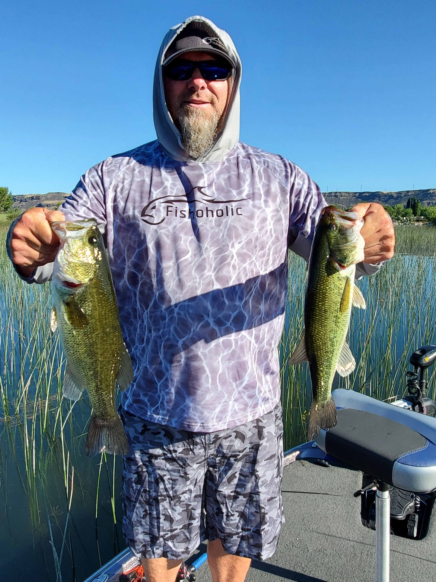 2 Colors - MESH HOODIE - UPF50+ Performance Fishing Shirt - "Keg Fit" Loose Style - Breathable - Quick Drying Sun Protection - water reflection print