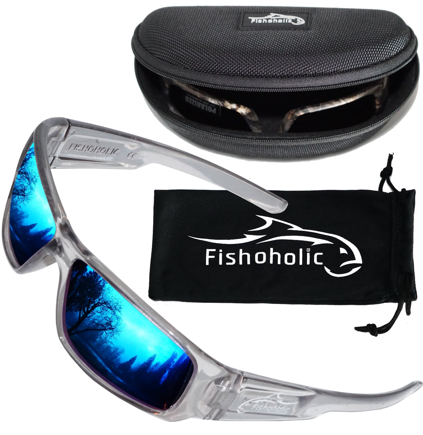 Fishoholic ICE-BLU Sunglasses - UV400 Polarized Sunglasses w' Case & Pouch
