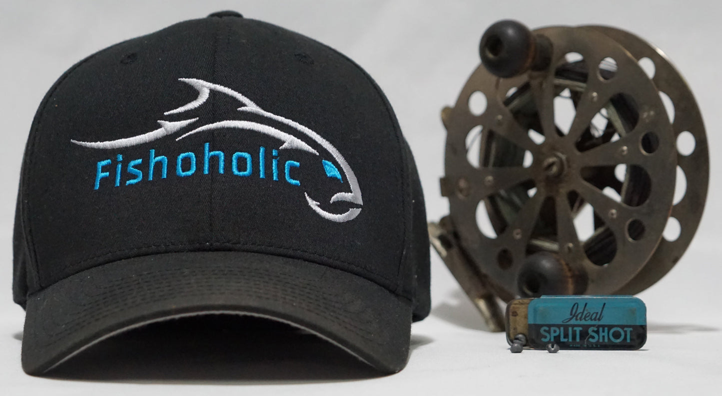 Fishoholic FlexFit Blk-BLU-L/XL Fishing Hat – Semi-Fitted Fishing Hat (FF-BLU-LXL)