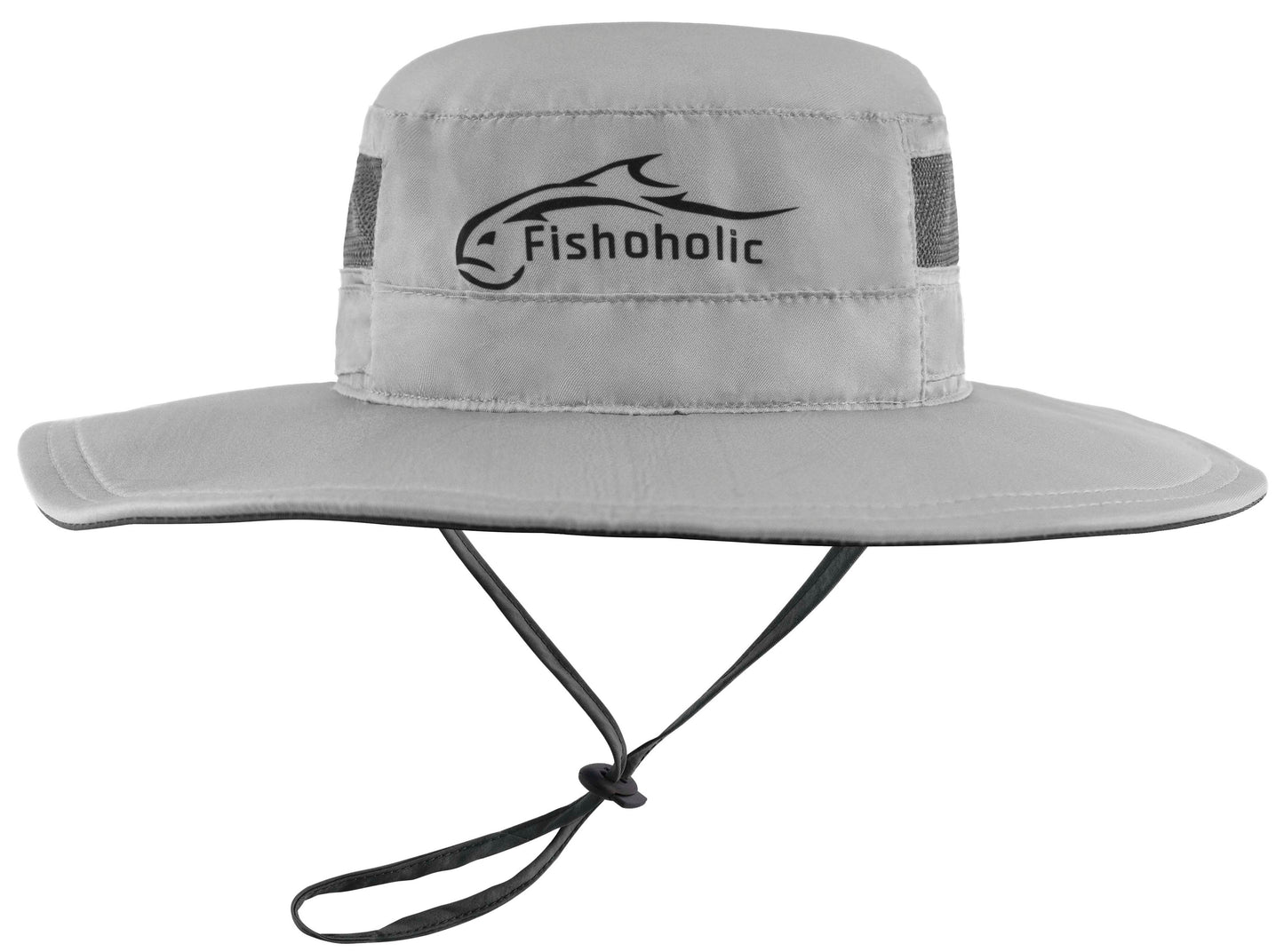 Fishoholic GRY-m/l Boonie Hat - Bucket Hat - UPF50+ Sun Protection Wide Brim Fishing Hat - 2 Adj Straps