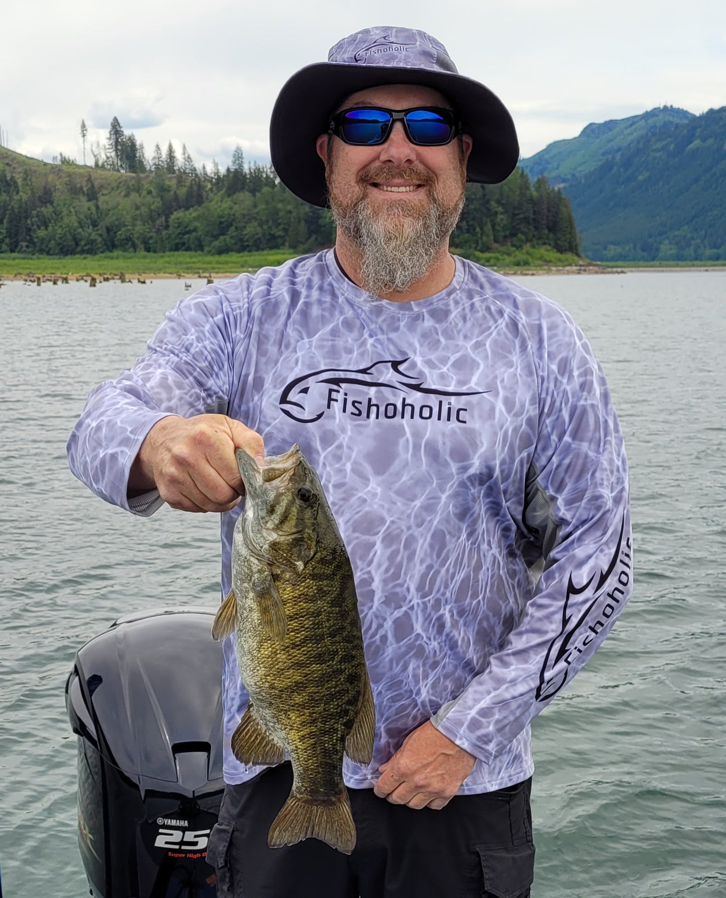 Fishoholic GRY-m/l Boonie Hat - Bucket Hat - UPF50+ Sun Protection Wide Brim Fishing Hat - 2 Adj Straps
