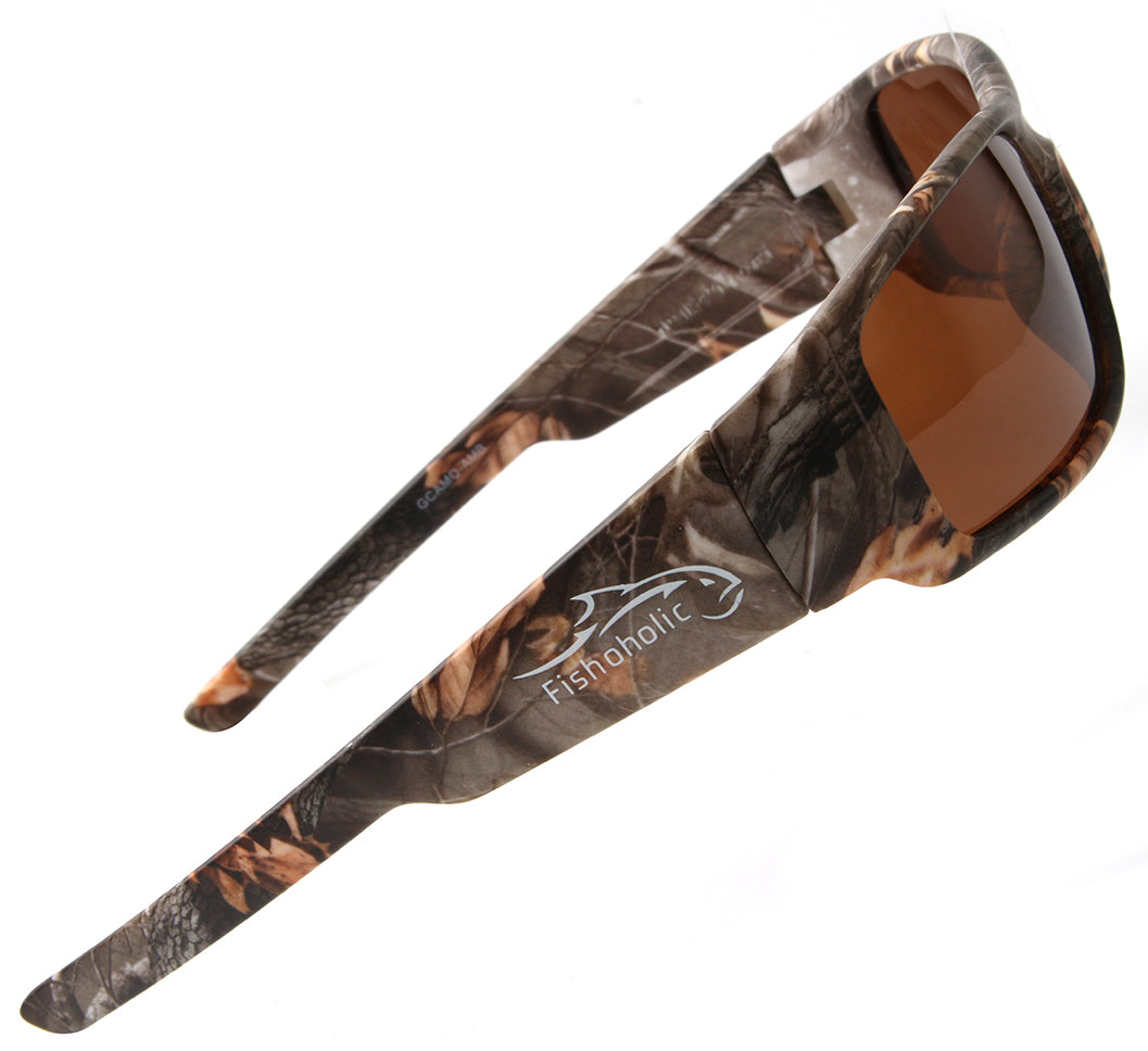 Fishoholic CAMO-Amb Sunglasses - UV400 Polarized Sunglasses w' Case & Pouch