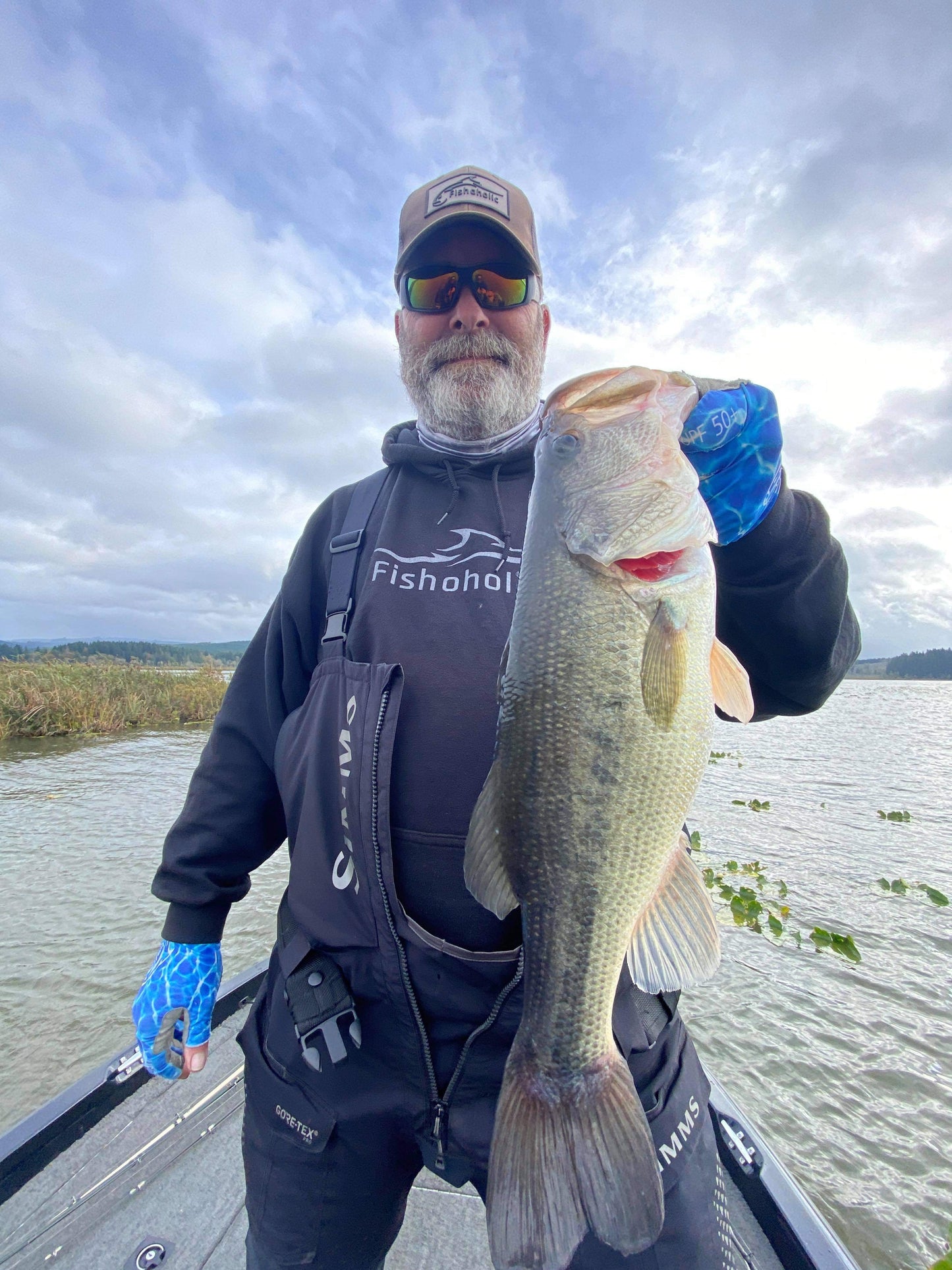Fishoholic BLUE-l/xl Fingerless Fishing Gloves w' Super Grip - UPF50+ Sun Protection Glove