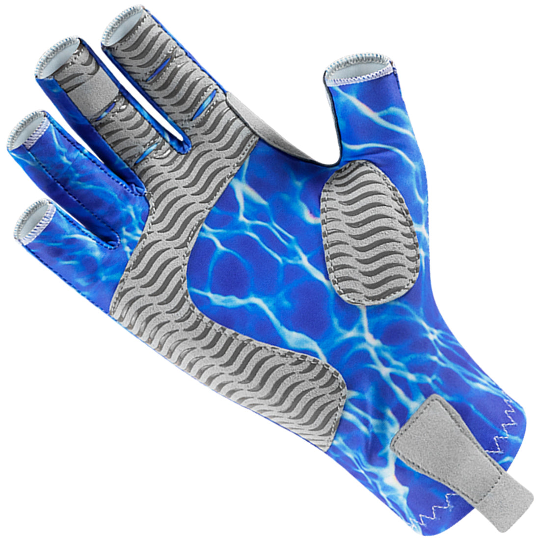 Fishoholic BLUE-l/xl Fingerless Fishing Gloves w' Super Grip - UPF50+ Sun Protection Glove