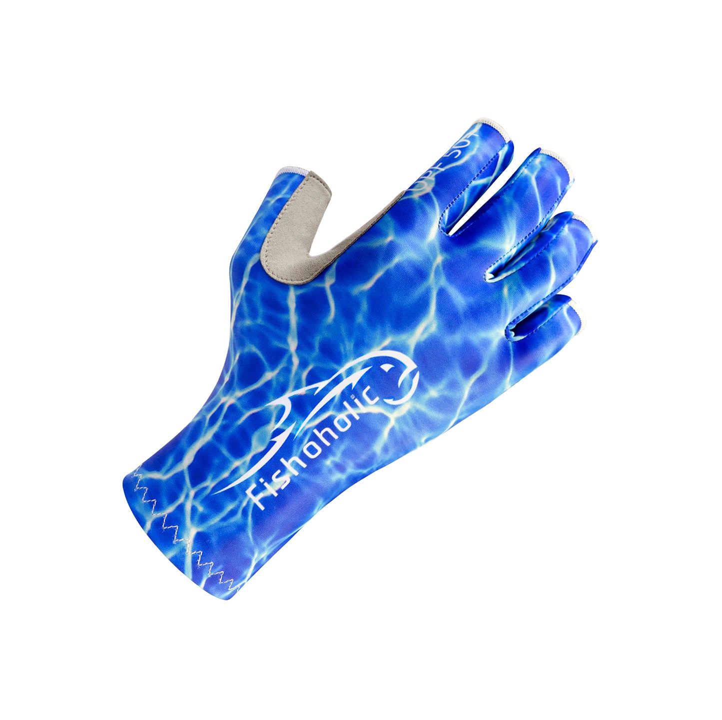 Fishoholic BLUE-l/xl Fingerless Fishing Gloves w' Super Grip - UPF50+ Sun Protection Glove