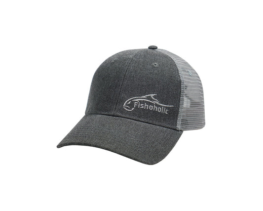 Fishoholic Snap-GRY-Left Snapback Fishing Hat – Trucker Hat w’ Mesh Back & Snap Closure (1 size fits most)