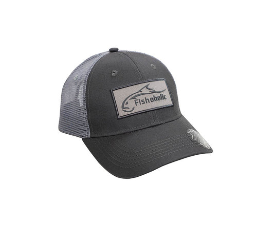 Fishoholic Snap-GRY-Patch Snapback Fishing Hat – Trucker Hat w’ Mesh Back & Snap Closure (1 size fits most)