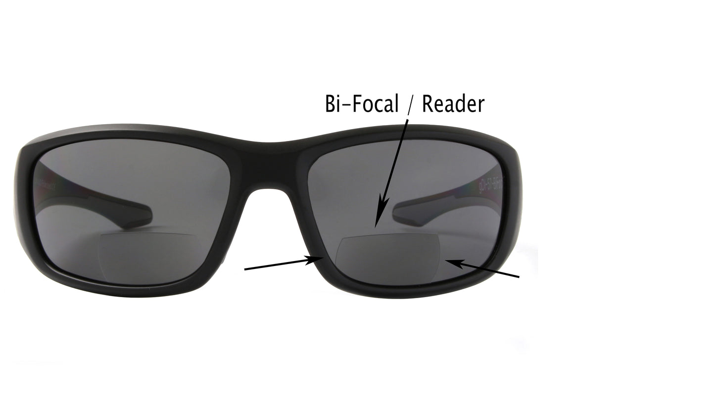 Fishoholic BI-FOCAL x2.5-MB-MB-blk UV400 Polarized Fishing Sunglasses w' x2.5 Reader