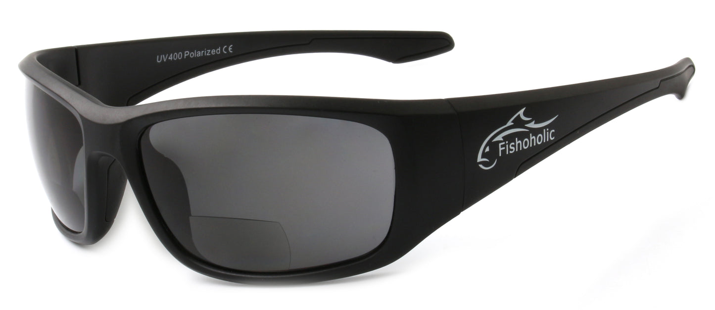 Fishoholic BI-FOCAL x2.5-MB-MB-blk UV400 Polarized Fishing Sunglasses w' x2.5 Reader