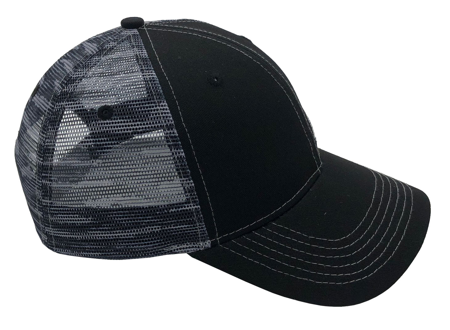 Fishoholic Snap-BLK-Streak Snapback Fishing Hat – Trucker Hat w’ Mesh Back & Snap Closure (1 size fits most)