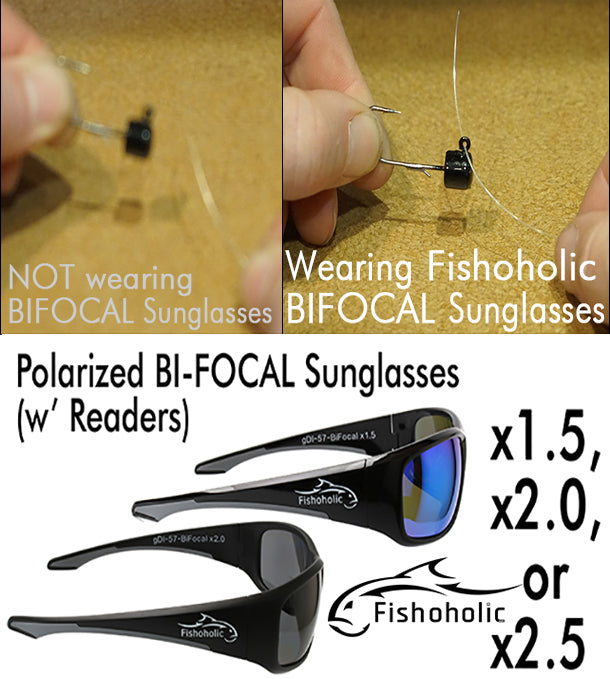 Fishoholic BI-FOCAL x1.5-ICE-Vision-gry UV400 Polarized Fishing Sunglasses w' x1.5 Reader