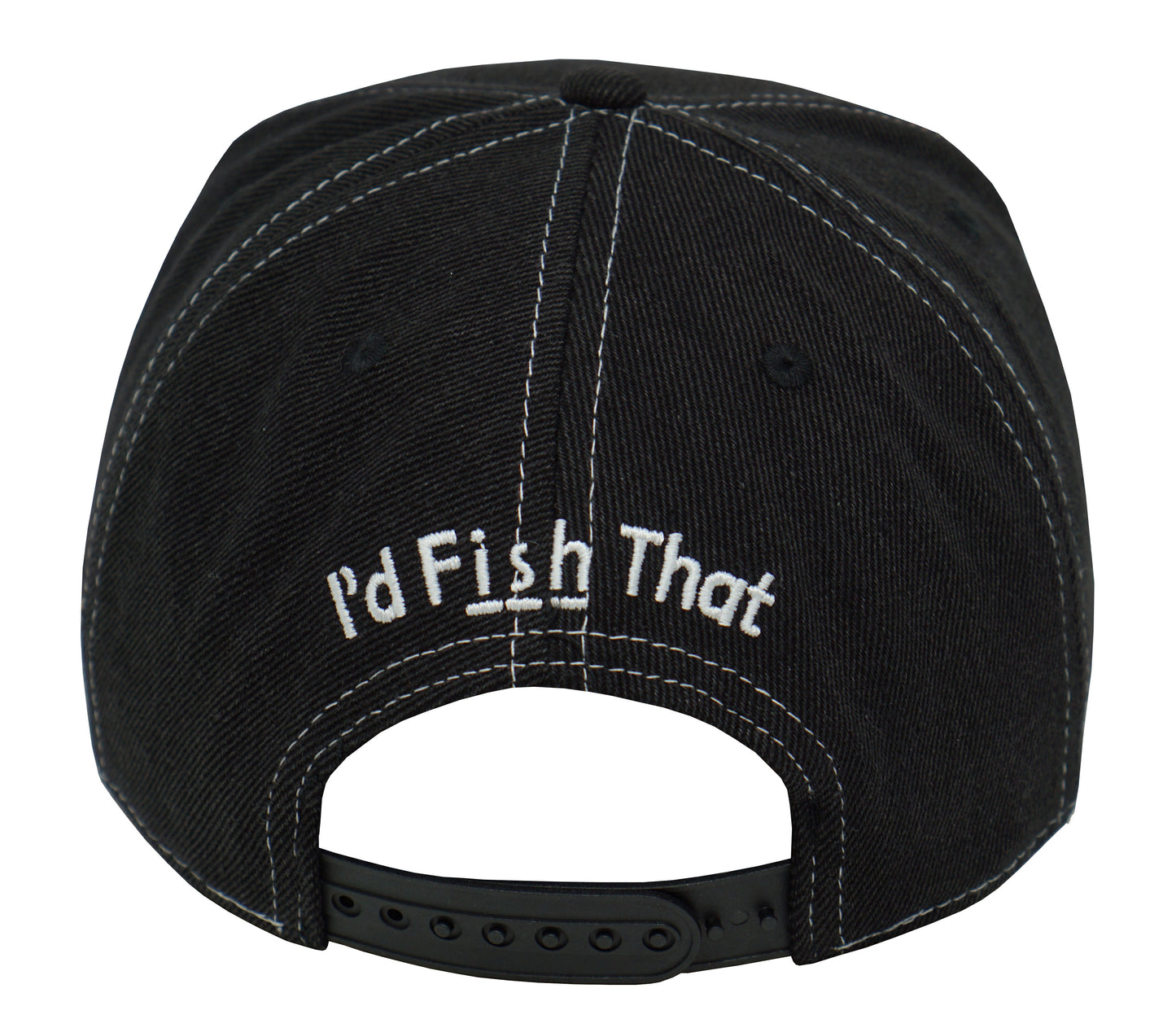 Fishoholic Snapback FLATBILL w' Yellow Logo Fishing Hat – Trucker Hat w’ Mesh Back & Snap Closure (1 size fits most)