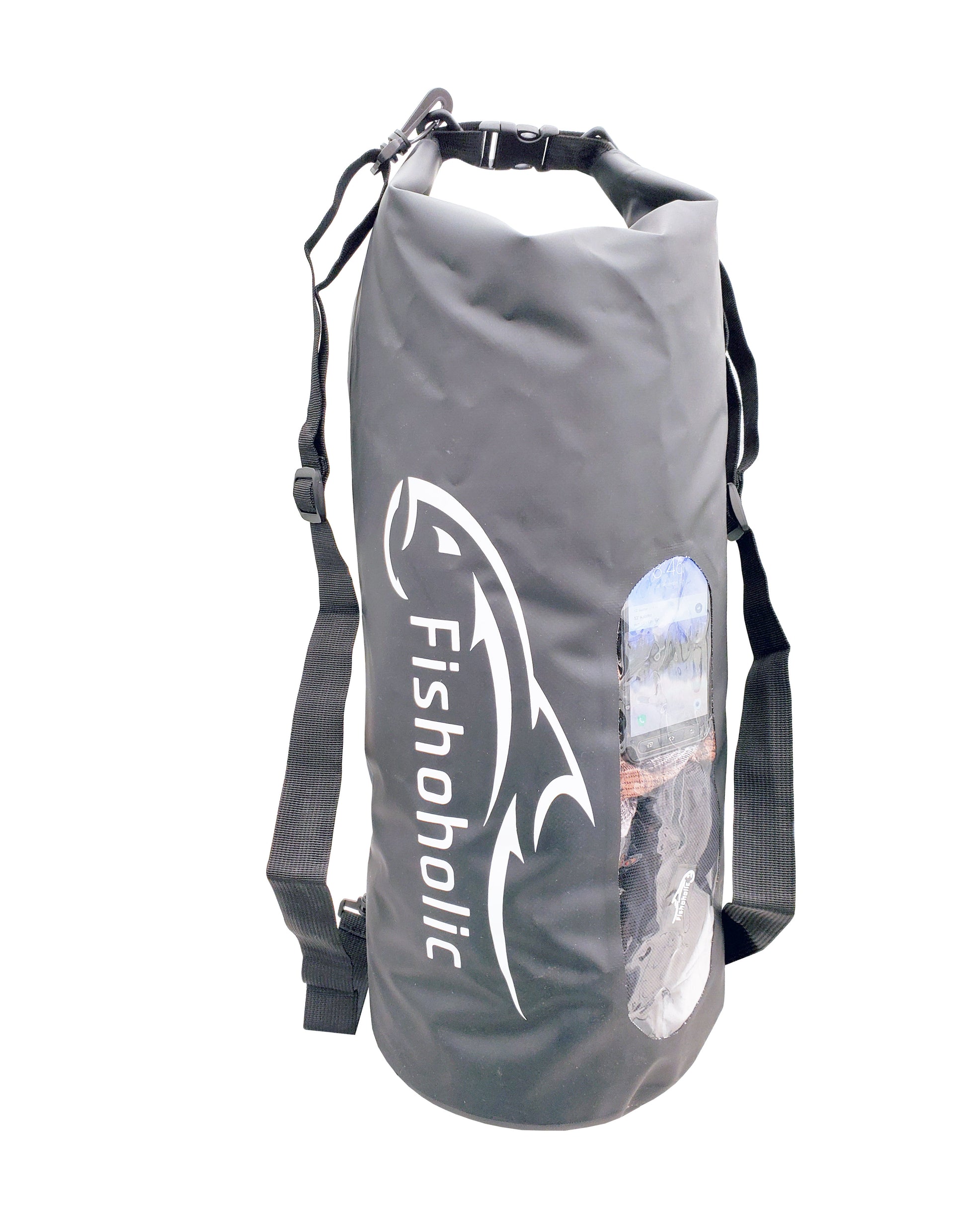 Fishoholic 15L Dry Bag - Clear Window Waterproof Gear Bags - Fail-Safe Snap  - Tough & Durable