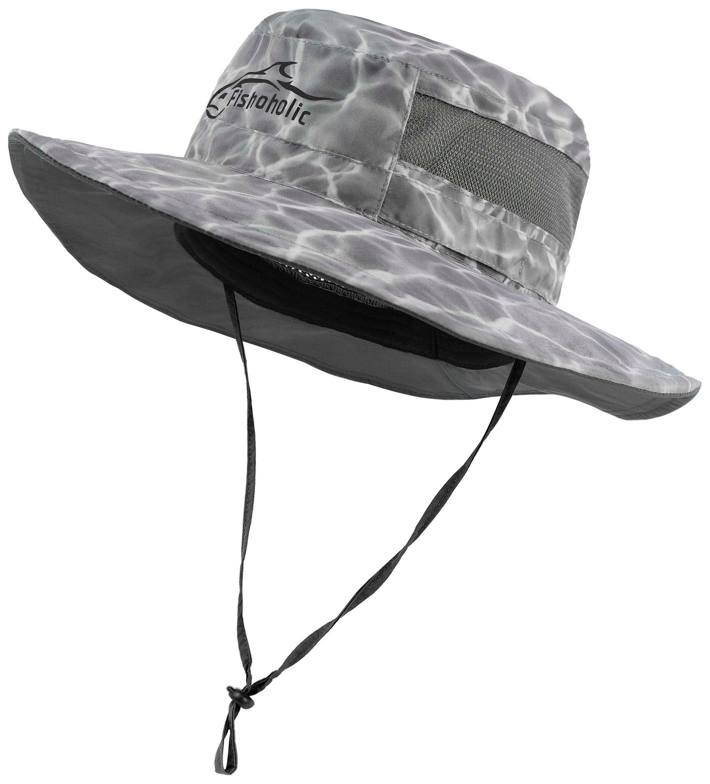 Fishoholic Fishing Hat - Bucket Boonie Hat - S/M or L/XL - Breathable Mesh  & 2 Adjustable Neck & Head Straps - UPF50+ Sun Protection Wide Brim Hat or  Sun Hat (R)TM