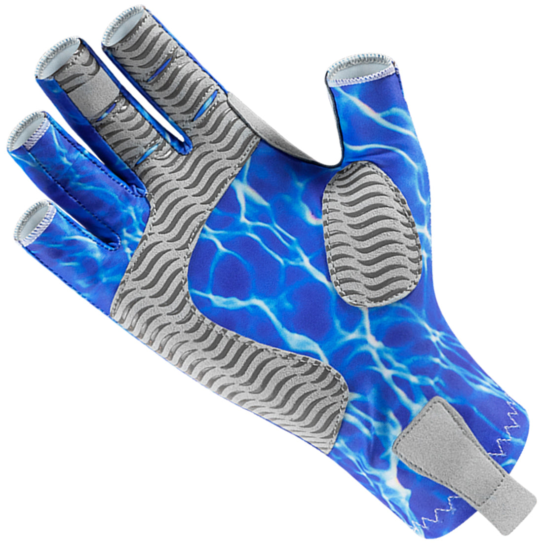 Fishoholic BLUE-s/m Fingerless Fishing Gloves w' Super Grip - UPF50+ S
