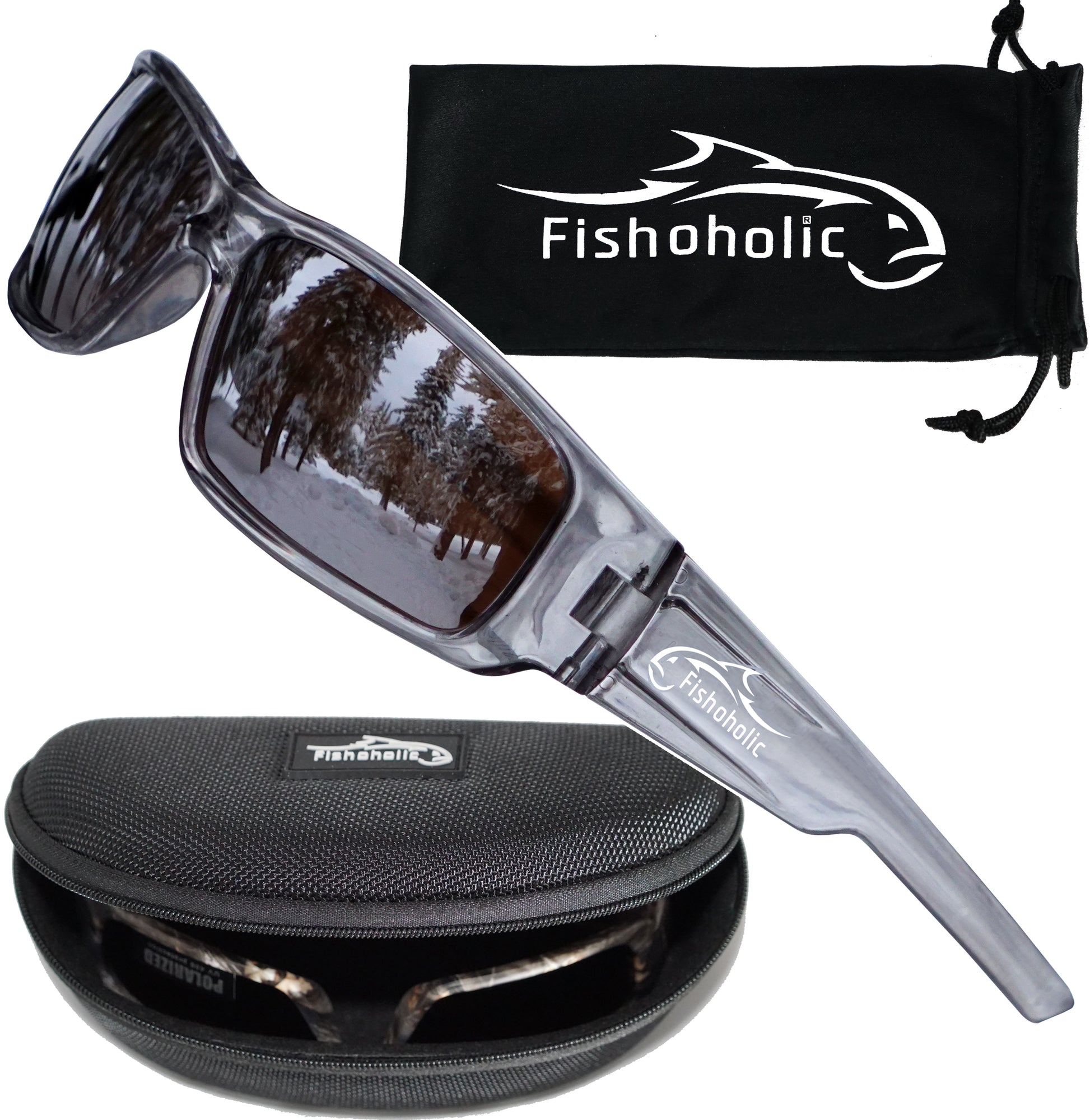 Fishoholic Pro Series Polarized Fishing Sunglasses - 5 Colors - L/XL -  Rubber Accents - UV400 Sun Protection - Great Gift